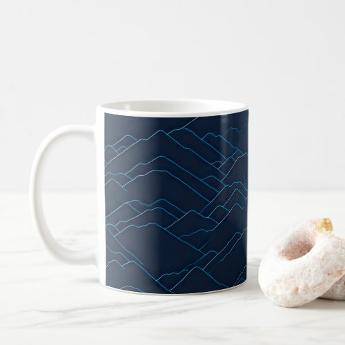 Abstract Blue Mountains Pattern Coffee Mug