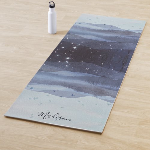 Abstract Blue Mountains Stars Personalized  Yoga Mat