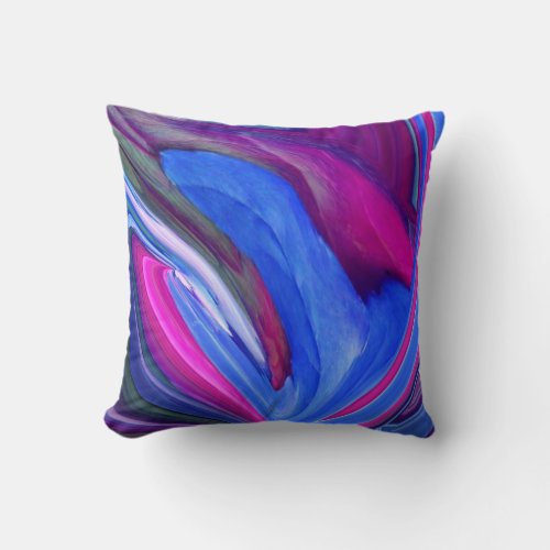 Abstract Blue N Pink Leaf Throw Pillow