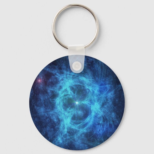 Abstract Blue Nebula Keychain (Front)