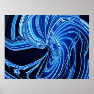 Abstract Blue Neon "Flower" Poster