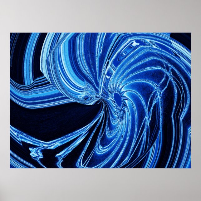 Abstract Blue Neon "Flower" Poster (Front)