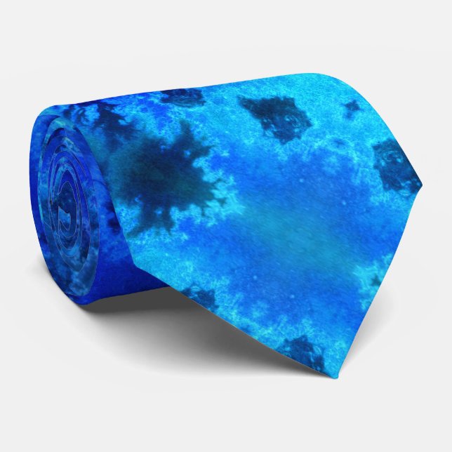 Abstract Blue Ocean Aerial Neck Tie (Rolled)