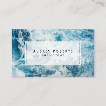 Abstract Blue Ocean Marble Pattern Business Card by whimsydesigns at Zazzle