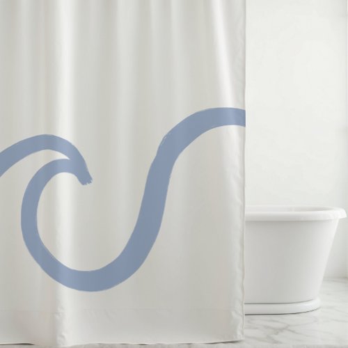 Abstract Blue Ocean Wave Minimalist Shower Curtain