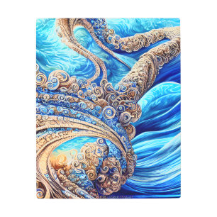 Abstract Blue Ocean Waves Ornate Surrealism Art