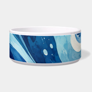 Abstract Blue Ocean Waves Watercolor Coastal Throw Bowl