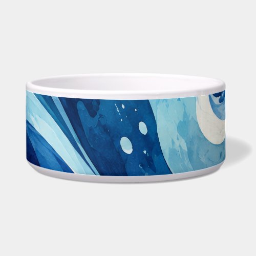 Abstract Blue Ocean Waves Watercolor Coastal Throw Bowl