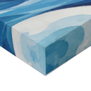 Abstract Blue Ocean Waves Watercolor Coastal Throw Faux Canvas Print