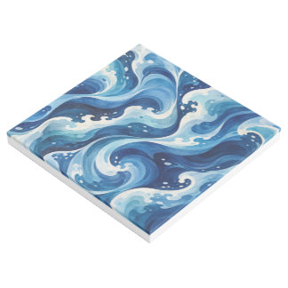 Abstract Blue Ocean Waves Watercolor Coastal Throw Gallery Wrap