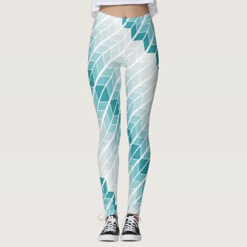 Abstract Blue Ombre Chevron Leggings by capturedbyKC at Zazzle