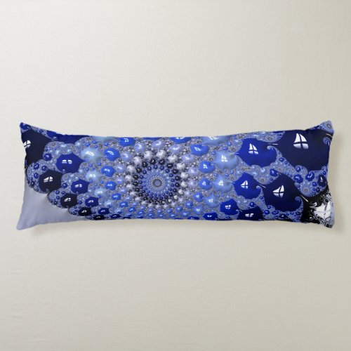 Abstract Blue Ombre Fractal Bubbles Body Pillow