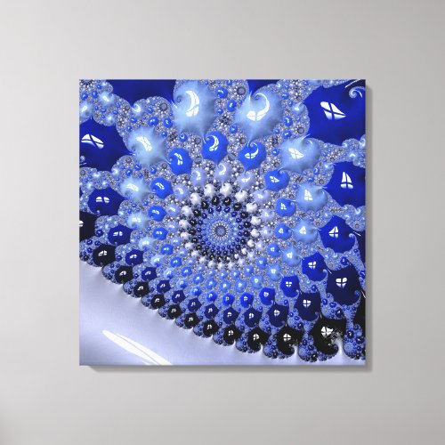 Abstract Blue Ombre Fractal Bubbles Canvas Print
