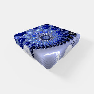 Abstract Blue Ombre Fractal Bubbles Coaster Set