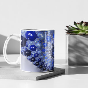 Abstract Blue Ombre Fractal Bubbles Coffee Mug