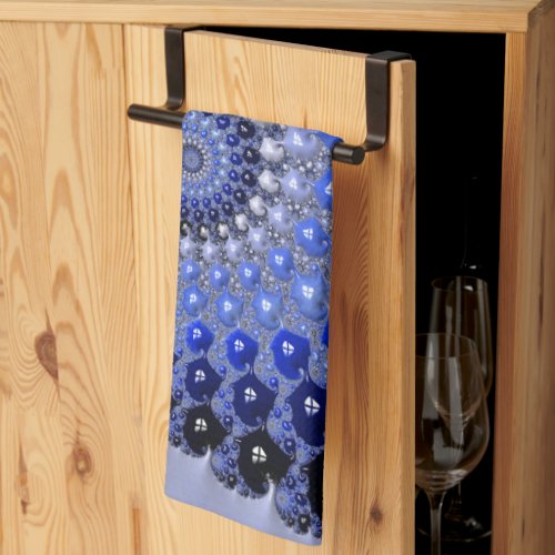 Abstract Blue Ombre Fractal Bubbles Kitchen Towel