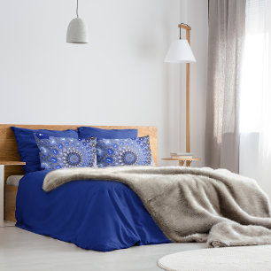 Abstract Blue Ombre Fractal Bubbles Pillow Case