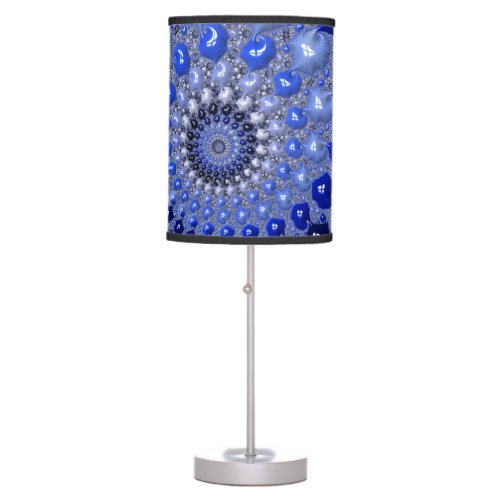 Abstract Blue Ombre Fractal Bubbles Table Lamp