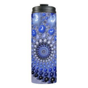 Abstract Blue Ombre Fractal Bubbles Thermal Tumbler