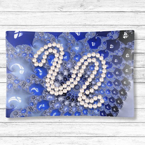 Abstract Blue Ombre Fractal Bubbles Trinket Tray