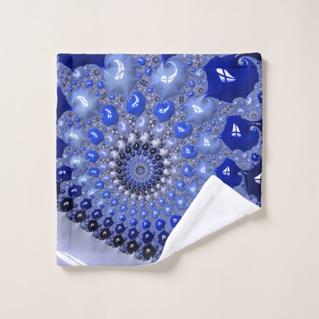 Abstract Blue Ombre Fractal Bubbles Wash Cloth (Wash Cloth)
