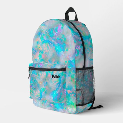 abstract blue opal inspired texture printed backpack