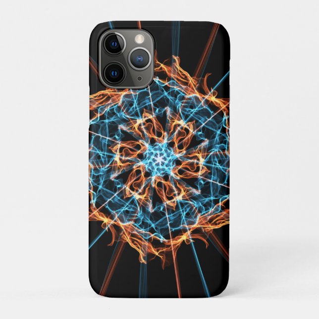 Abstract Blue Orange Flames Hexagon Case-Mate iPhone Case (Back)