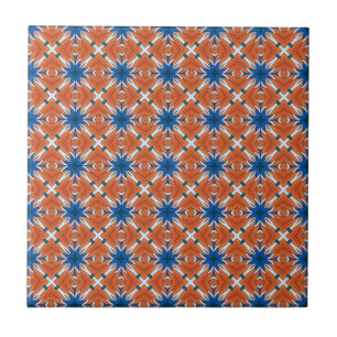 Abstract Blue Orange Graphic Pattern Ceramic Tile