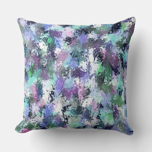 Abstract Blue Paint Splatter Throw Pillow (Front)