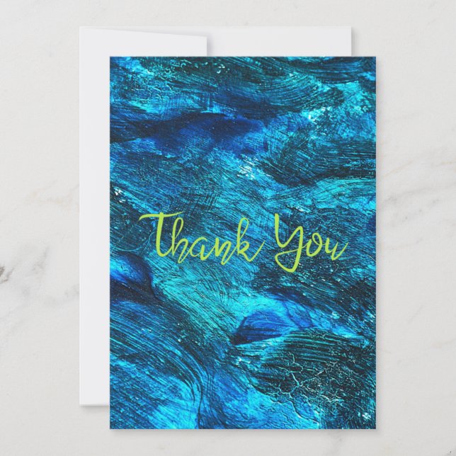 Abstract Blue Paintbrush Strokes Thank You Card (Front)
