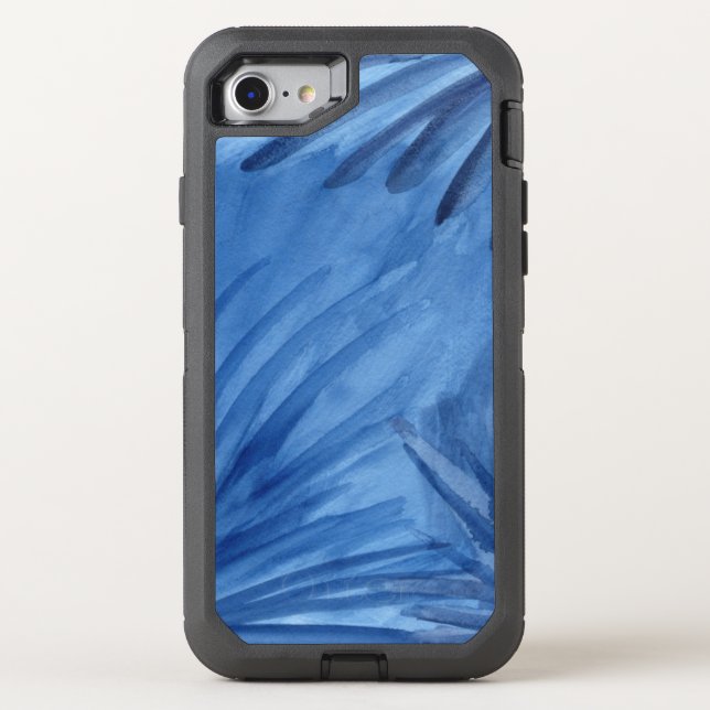 Abstract Blue Painted Rays Otterbox iPhone Case (Back)