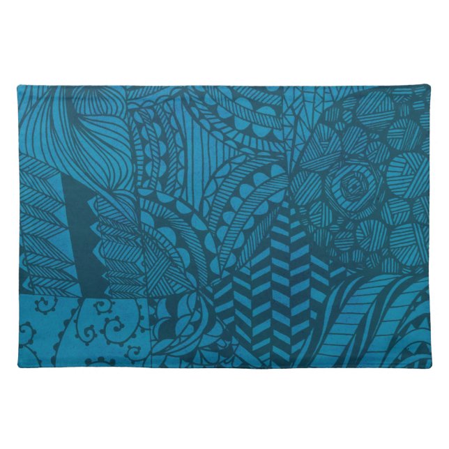 Abstract Blue Pattern Cloth Placemat (Front)
