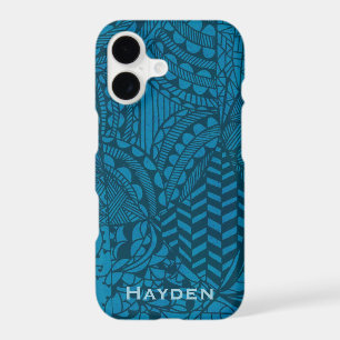 Abstract Blue Pattern Personalised iPhone 17 Case