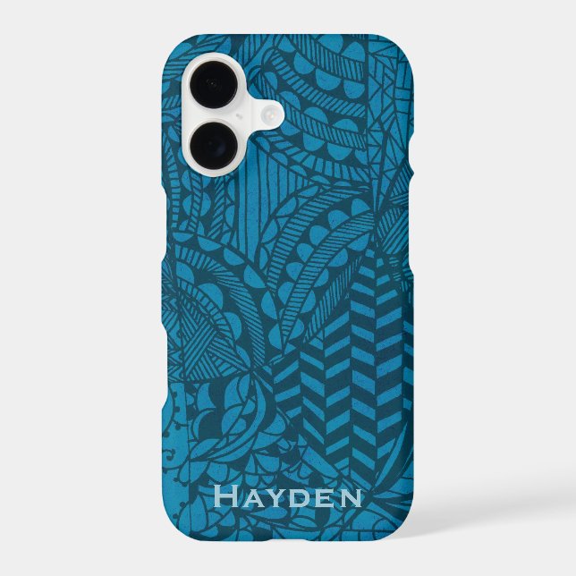 Abstract Blue Pattern Personalised Case-Mate iPhone Case (Back)