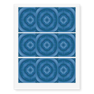 Abstract blue pattern with wood flower temporary tattoos
