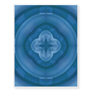 Abstract blue pattern with wood flower temporary tattoos