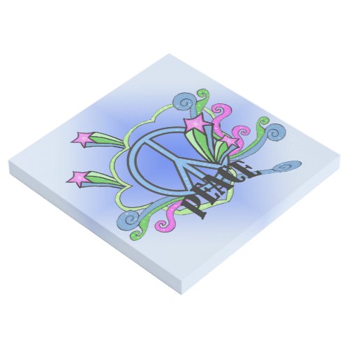 Abstract Blue Peace Sign Pink Stars Colored Scroll