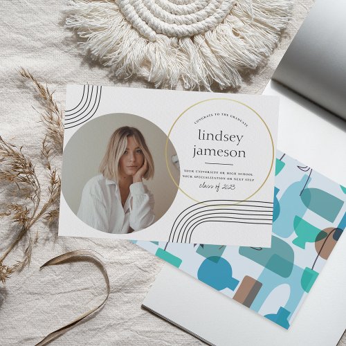 Abstract  Blue Photo Graduation Announcement
