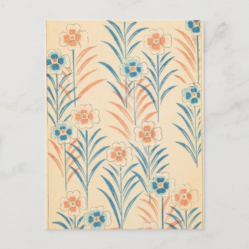 Abstract Blue_Pink Floral Japanese Design Postcard