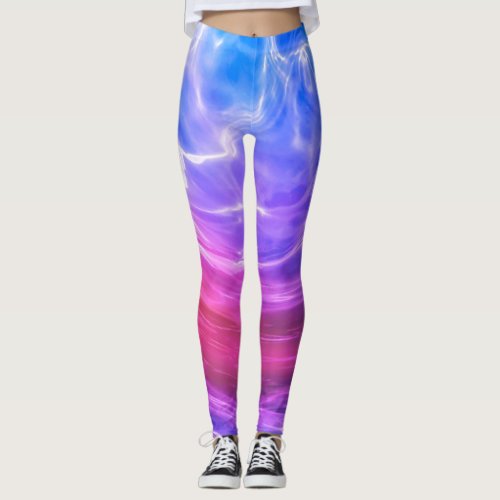 Abstract Blue Pink Purple Liquid Artwork  Leggings