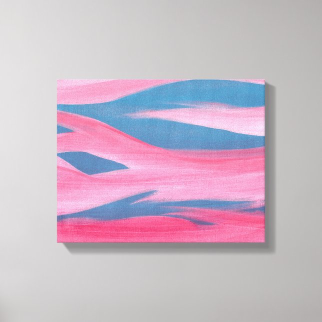 Abstract Blue Pink Sunset Painting Wrapped Canvas Print (Front)
