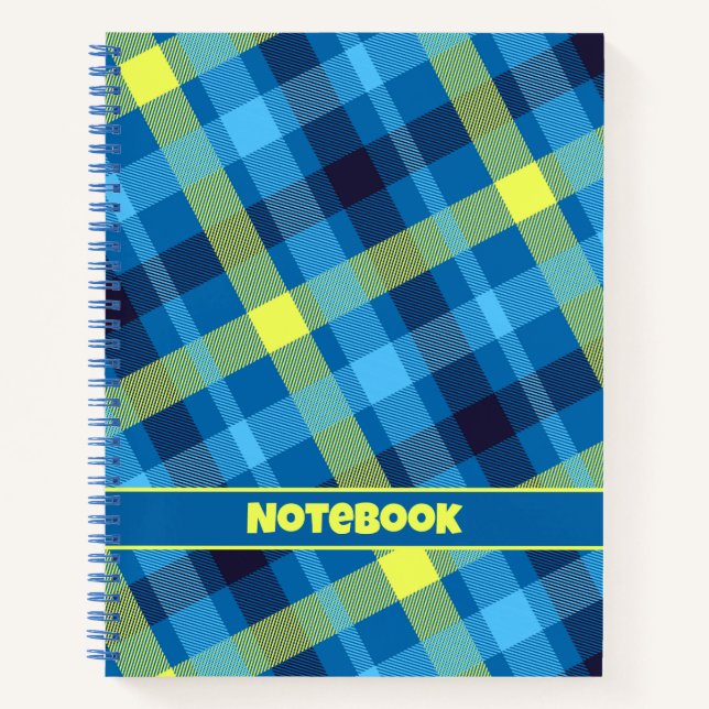 Abstract blue plaid Notebook (Front)