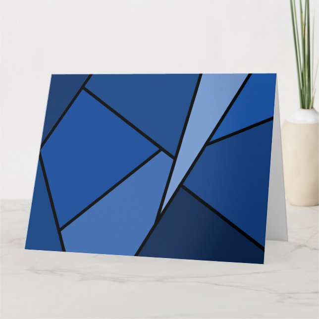 Abstract Blue Polygons Card (Front)