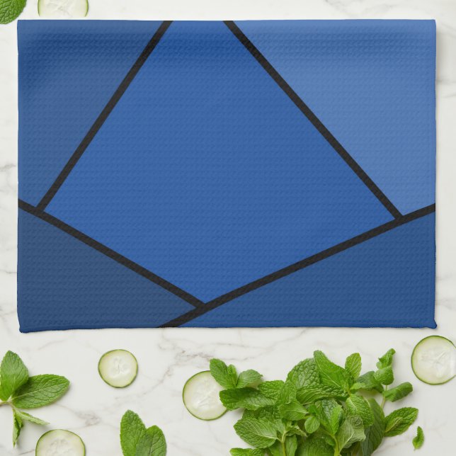 Abstract Blue Polygons Kitchen Towel (Folded)