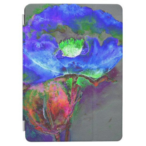 Abstract blue poppy abstract flower floral iPad air cover