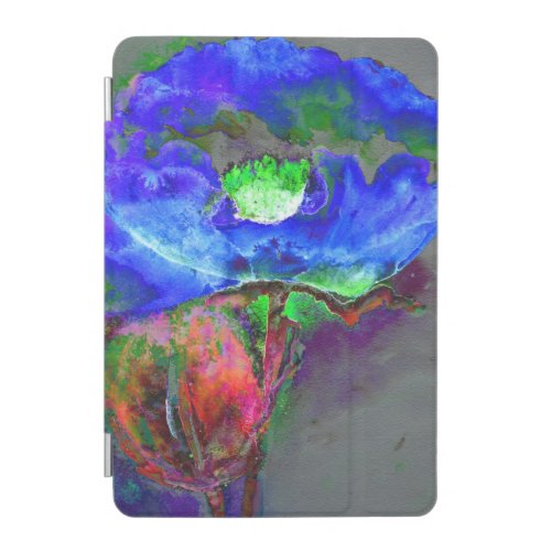 Abstract blue poppy abstract flower floral iPad mini cover