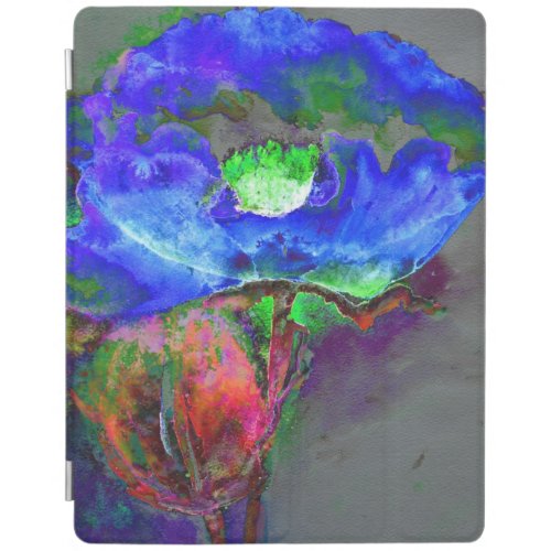 Abstract blue poppy abstract flower floral iPad smart cover