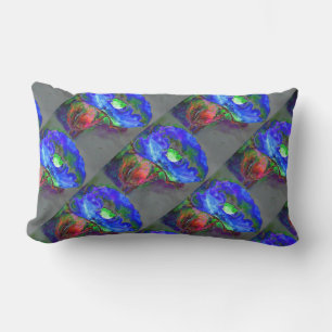 Abstract blue poppy abstract flower floral lumbar pillow