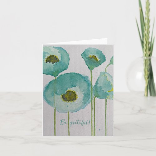 Abstract Blue Poppy Note Card