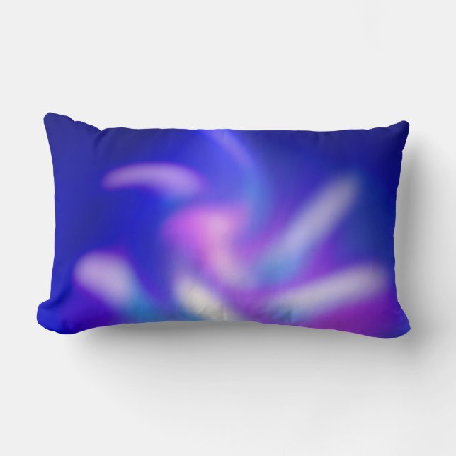 Abstract Blue Purple Blur Floral Lumbar Pillow (Front)